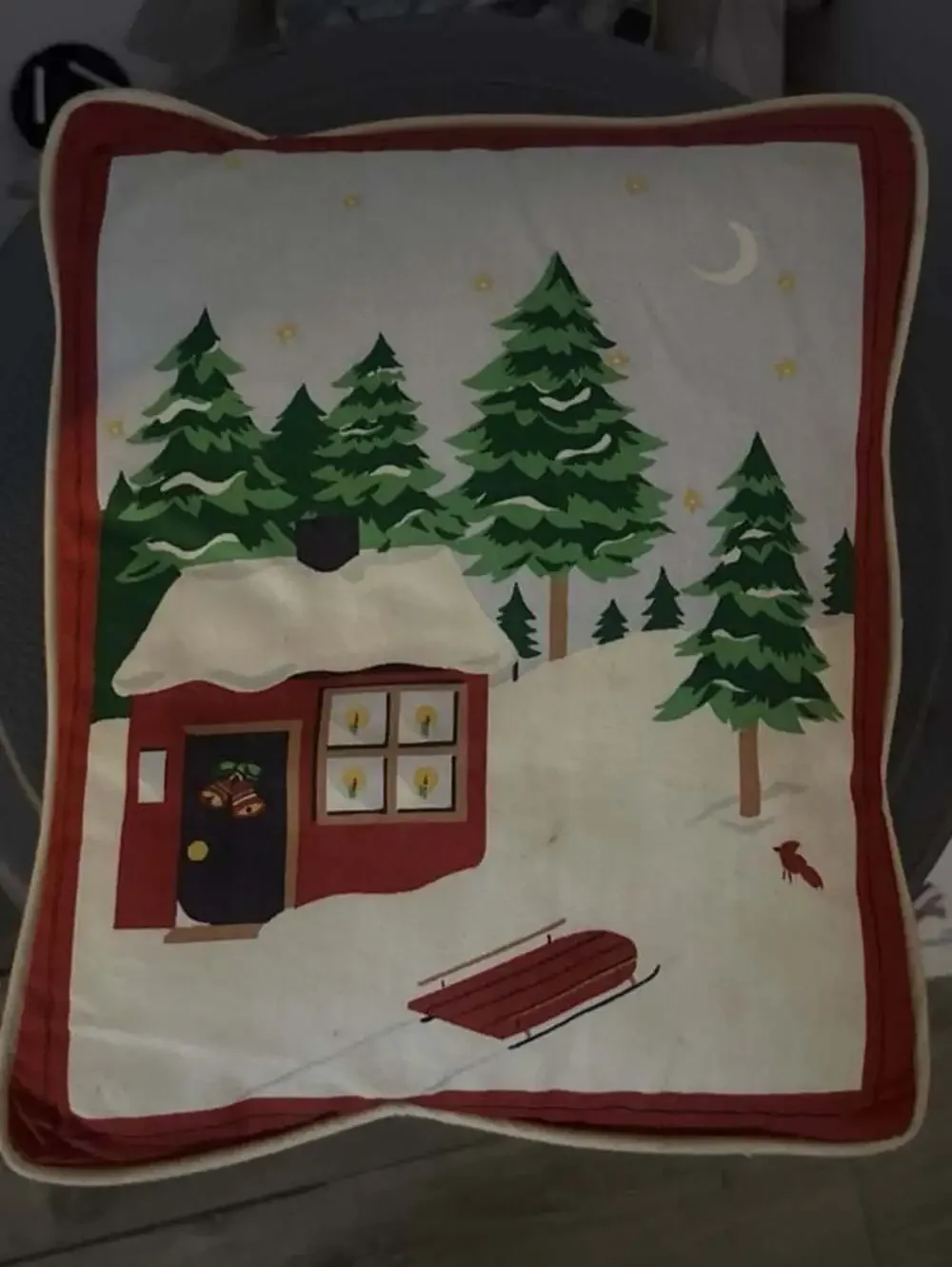 Lot of 2 Vintage Christmas Decorative Throw Pillows